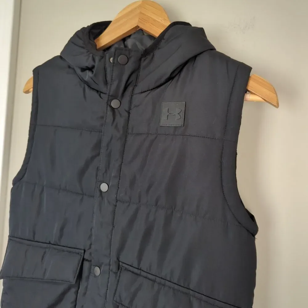 Under Armour Youth Boys Black Snap Front Puffer Vest Youth Large